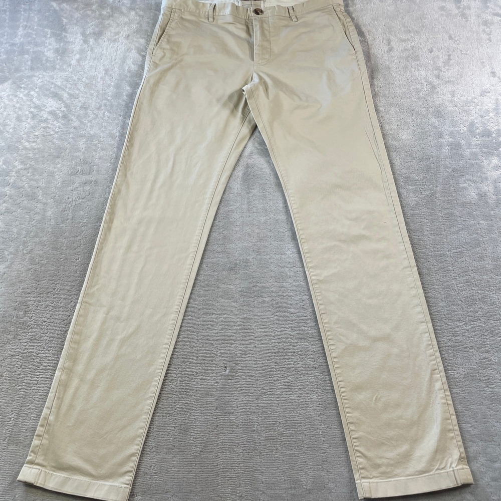 Proper Cloth Chino Pants Men 36x34 Beige Lightweight Stretch Preppy Office Twill